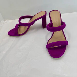 Veronica Beard Gauley Suede Mules Heel Sandals in Raspberry Womens 6.5